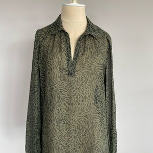 PAIGE Green Animal Print Blouse